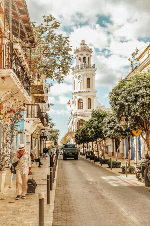 Charming colonial street view in Santo Domingo, Dominican Republic, showcasing historic architecture and vibrant culture.